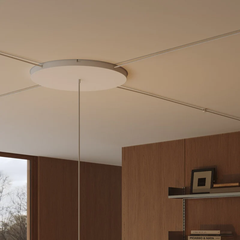 Pavillon rond en aluminium Ø 50 cm avec étrier et câble de mise à la terre, avec 1 trou frontal - Blanc Mat