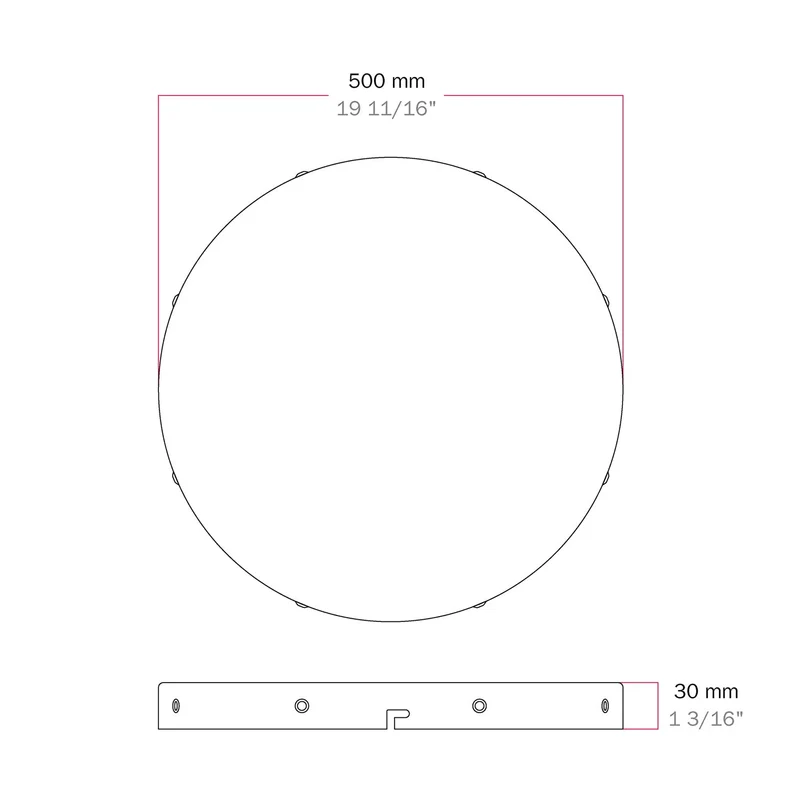 Pavillon rond en aluminium Ø 50 cm avec étrier et câble de mise à la terre, avec 8 trous latéraux - Blanc Mat