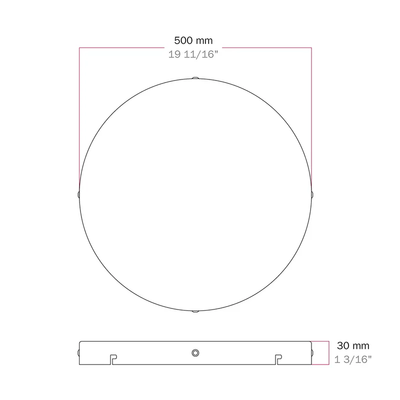 Pavillon rond en aluminium Ø 50 cm avec étrier et câble de mise à la terre, avec 4 trous latéraux - Noir