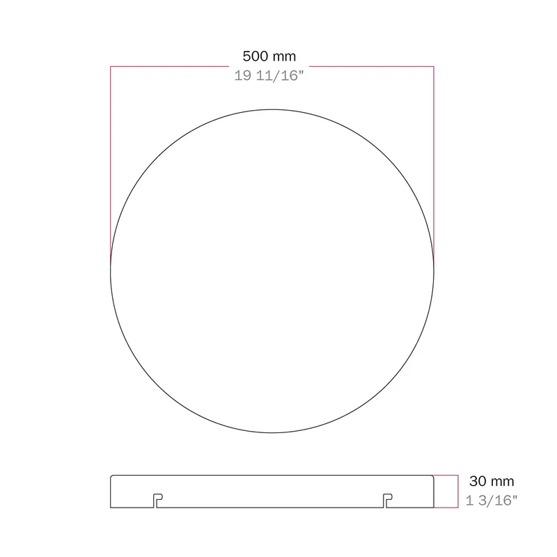 Pavillon rond en aluminium Ø 50 cm avec étrier et câble de mise à la terre, sans trous - Blanc Mat
