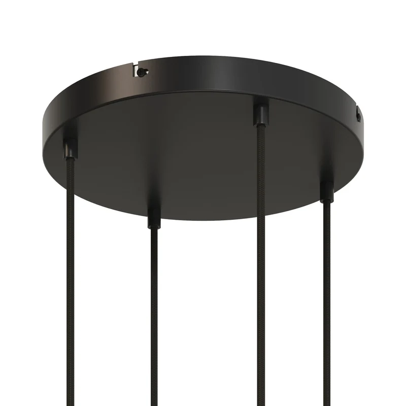 Pavillon rond en aluminium Ø 30 cm avec équerre et Câble de mise à la terre, avec 4 trous frontaux - Noir