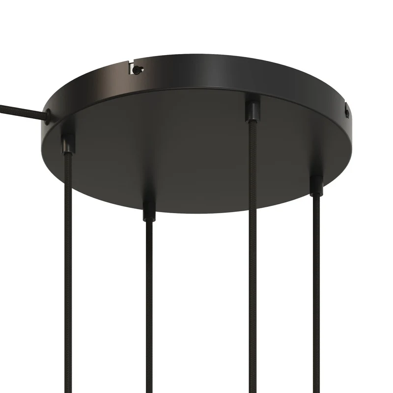 Pavillon rond en aluminium Ø 30 cm avec équerre et Câble de mise à la terre, avec 4 trous frontaux - Noir