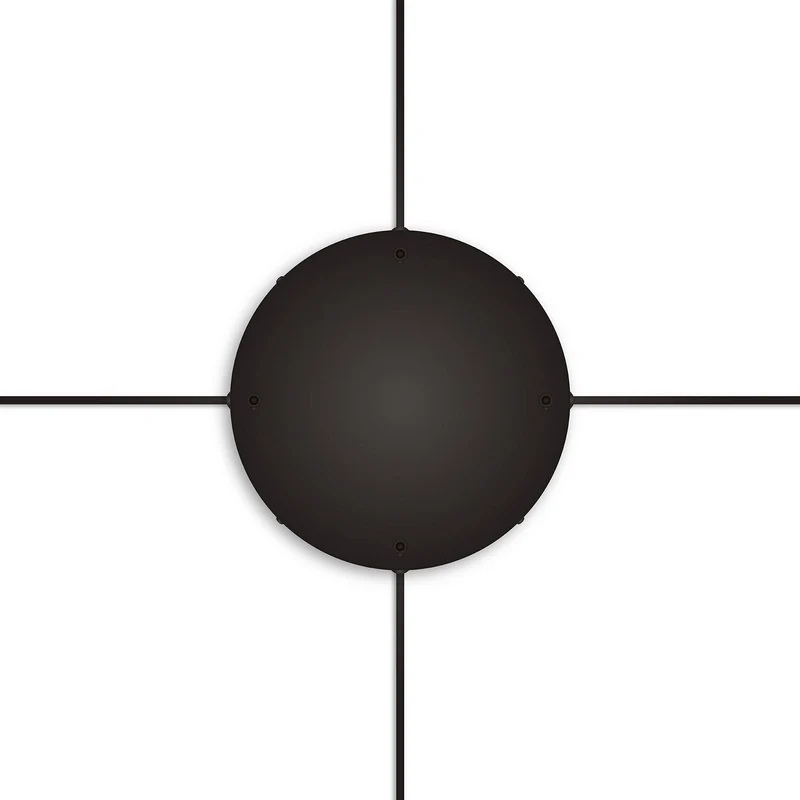 Pavillon rond en aluminium Ø 30 cm avec équerre et Câble de mise à la terre, avec 4 trous frontaux - Noir