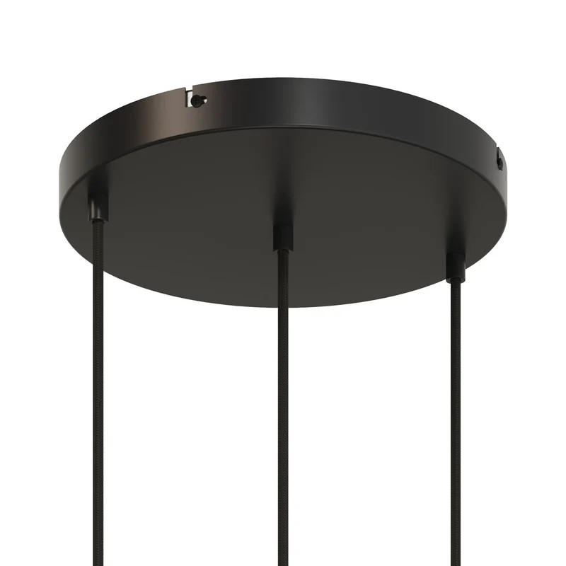 Pavillon rond en aluminium Ø 30 cm avec équerre et Câble de mise à la terre, avec 3 trous frontaux - Noir