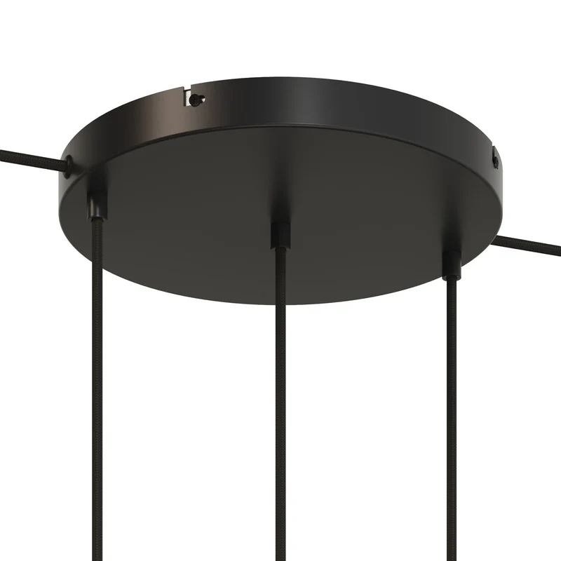Pavillon rond en aluminium Ø 30 cm avec équerre et Câble de mise à la terre, avec 3 trous frontaux - Noir