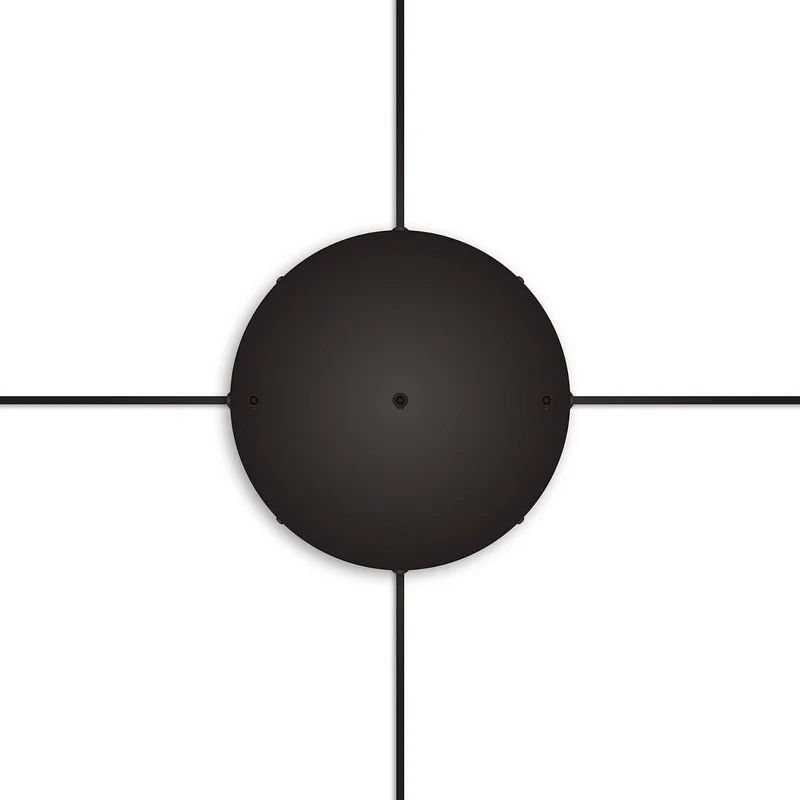 Pavillon rond en aluminium Ø 30 cm avec équerre et Câble de mise à la terre, avec 3 trous frontaux - Noir