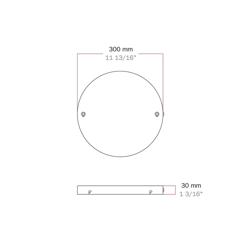 Pavillon rond en aluminium Ø 30 cm avec étrier et câble de mise à la terre, avec 2 trous frontaux - Noir