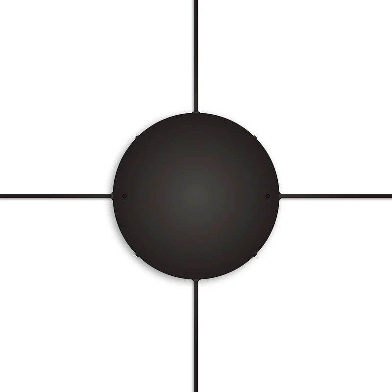 Pavillon rond en aluminium Ø 30 cm avec étrier et câble de mise à la terre, avec 2 trous frontaux - Noir