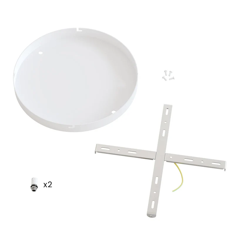 Pavillon rond en aluminium Ø 30 cm avec équerre et Câble de mise à la terre, avec 2 trous frontaux - Blanc Mat