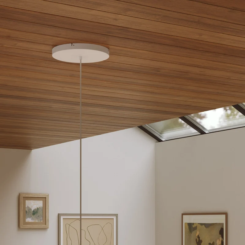 Pavillon rond en aluminium Ø 30 cm avec équerre et Câble de mise à la terre, avec 1 trou central - Blanc Mat