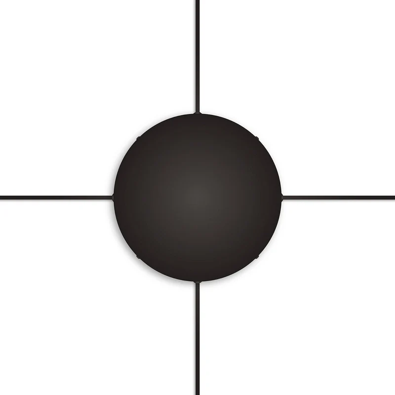 Pavillon rond en aluminium Ø 30 cm avec équerre et Câble de mise à la terre, avec 4 trous latéraux - Noir