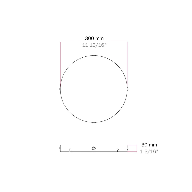 Pavillon rond en aluminium Ø 30 cm avec équerre et Câble de mise à la terre, avec 4 trous latéraux - Noir