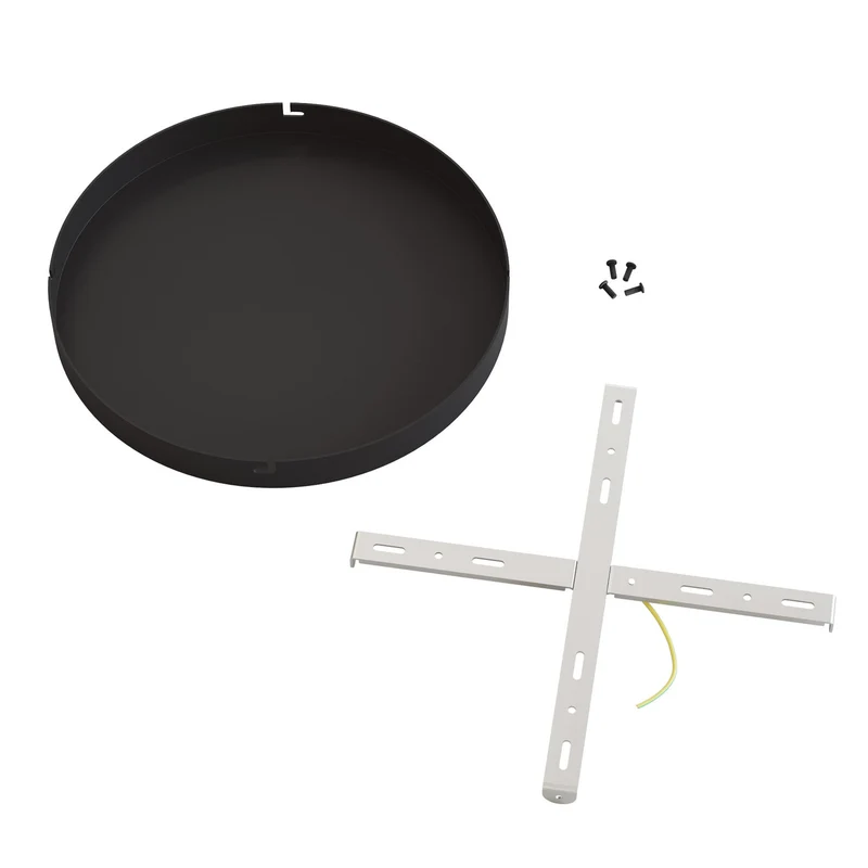 Pavillon rond en aluminium Ø 30 cm avec étrier et câble de mise à la terre, sans trous - Noir
