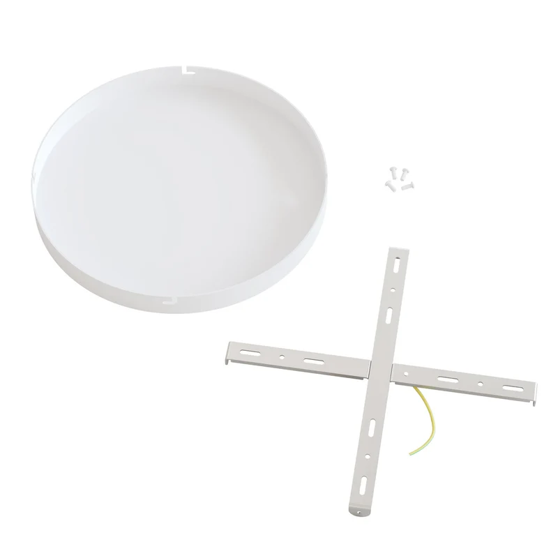 Pavillon rond en aluminium Ø 30 cm avec équerre et Câble de mise à la terre, sans trous - Blanc Mat