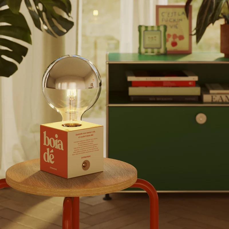 Lampe à batterie Cabless03 « Boia de » avec ampoule globe demi-sphère argent - Tuttapolpa