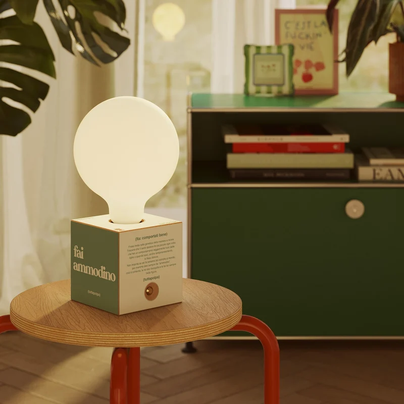 Lampe à batterie Cabless03 « Fai ammodino » avec ampoule globe effet porcelaine - Tuttapolpa
