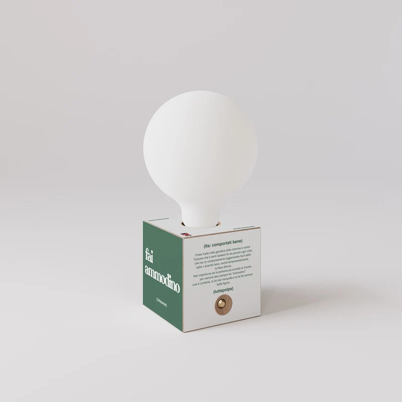Lampe à batterie Cabless03 « Fai ammodino » avec ampoule globe effet porcelaine - Tuttapolpa