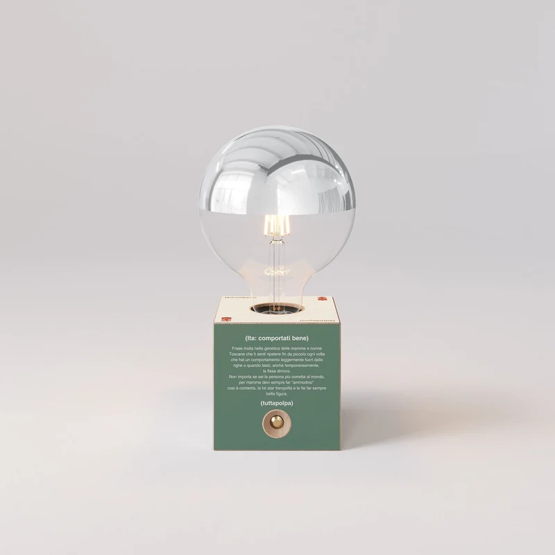 Lampe à batterie Cabless03 « Fai ammodino » avec ampoule globe demi-sphère argent - Tuttapolpa