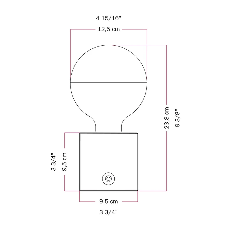 Lampe à batterie Cabless03 « Fai ammodino » avec ampoule globe demi-sphère argent - Tuttapolpa