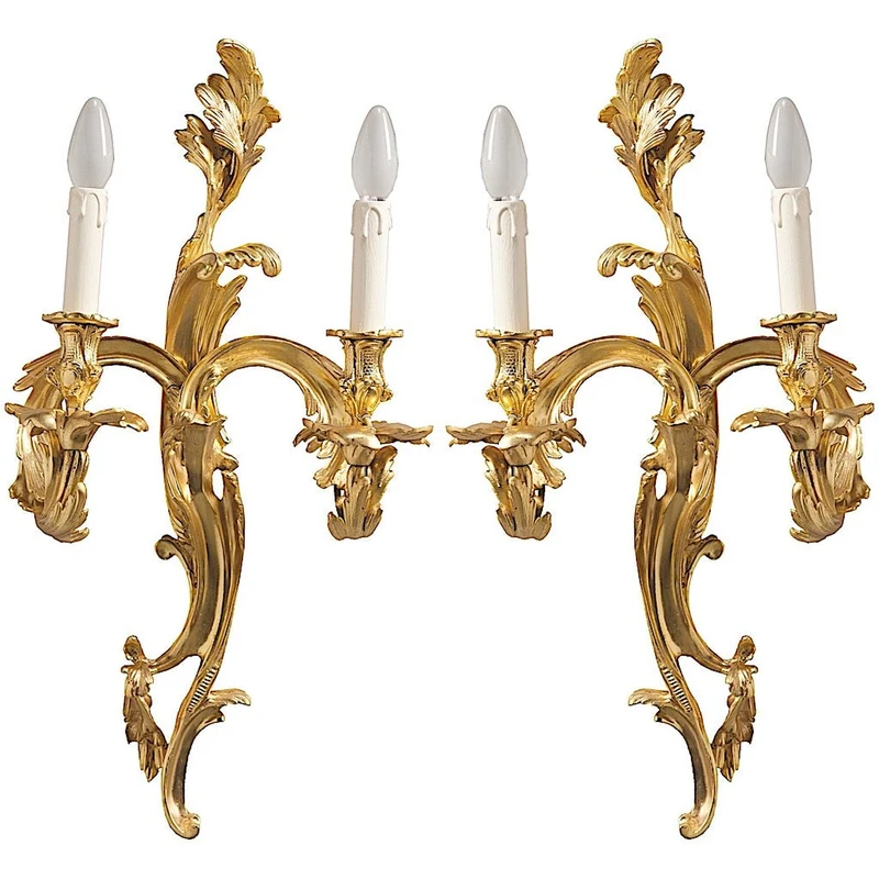 Pompadour double Applique en bronze doré (set de 2)