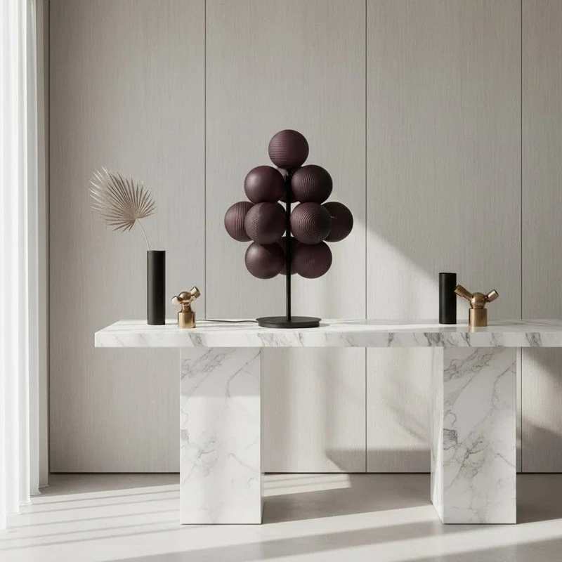 Lampe de Table Violette en Grappe de Raisins - Style Rétro