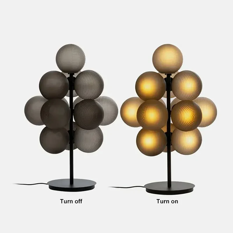 Lampe de Table Violette en Grappe de Raisins - Style Rétro