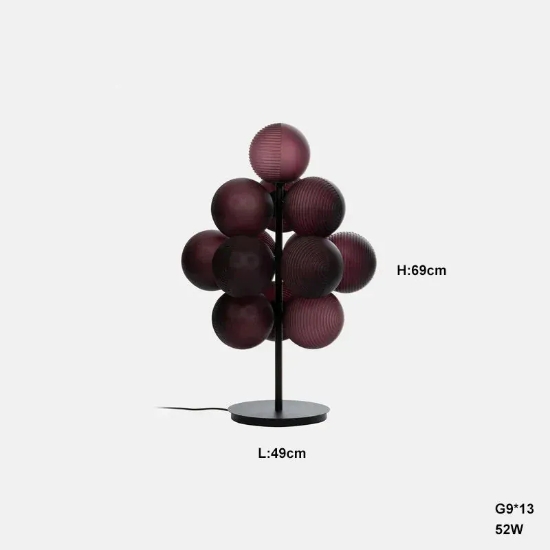 Lampe de Table Violette en Grappe de Raisins - Style Rétro