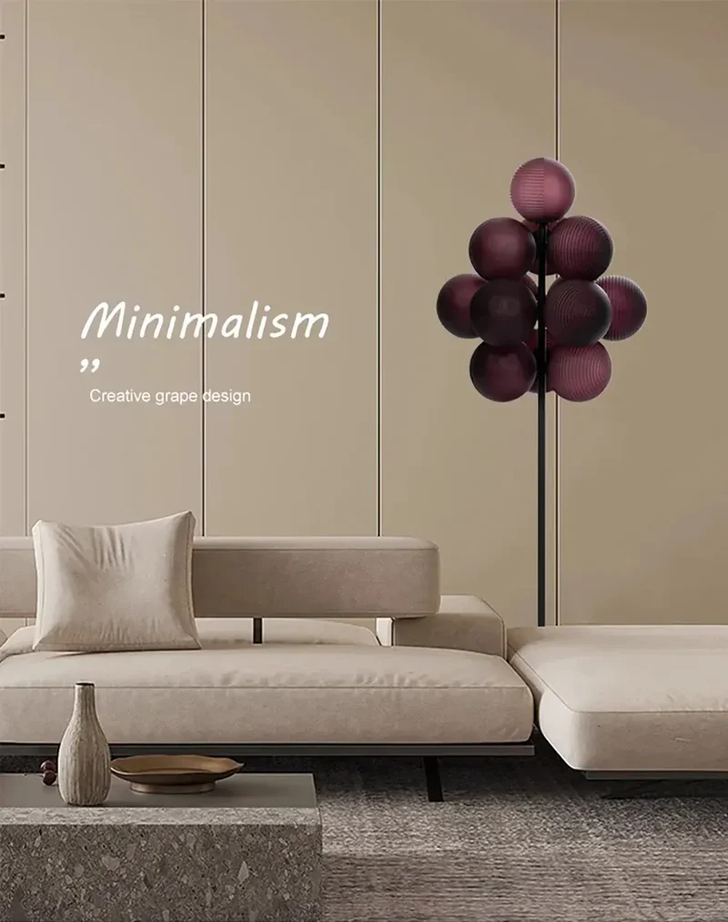 Lampadaire Violet en Grappe de Raisins - Style Rétro