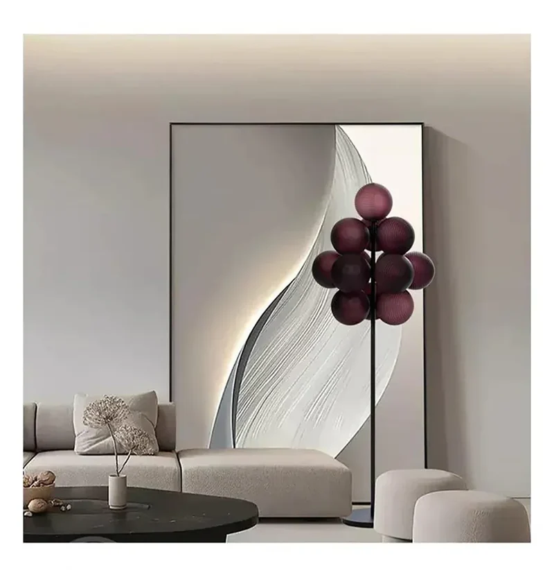Lampadaire Violet en Grappe de Raisins - Style Rétro