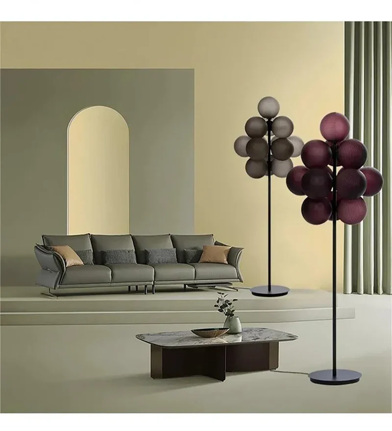 Lampadaire Violet en Grappe de Raisins - Style Rétro