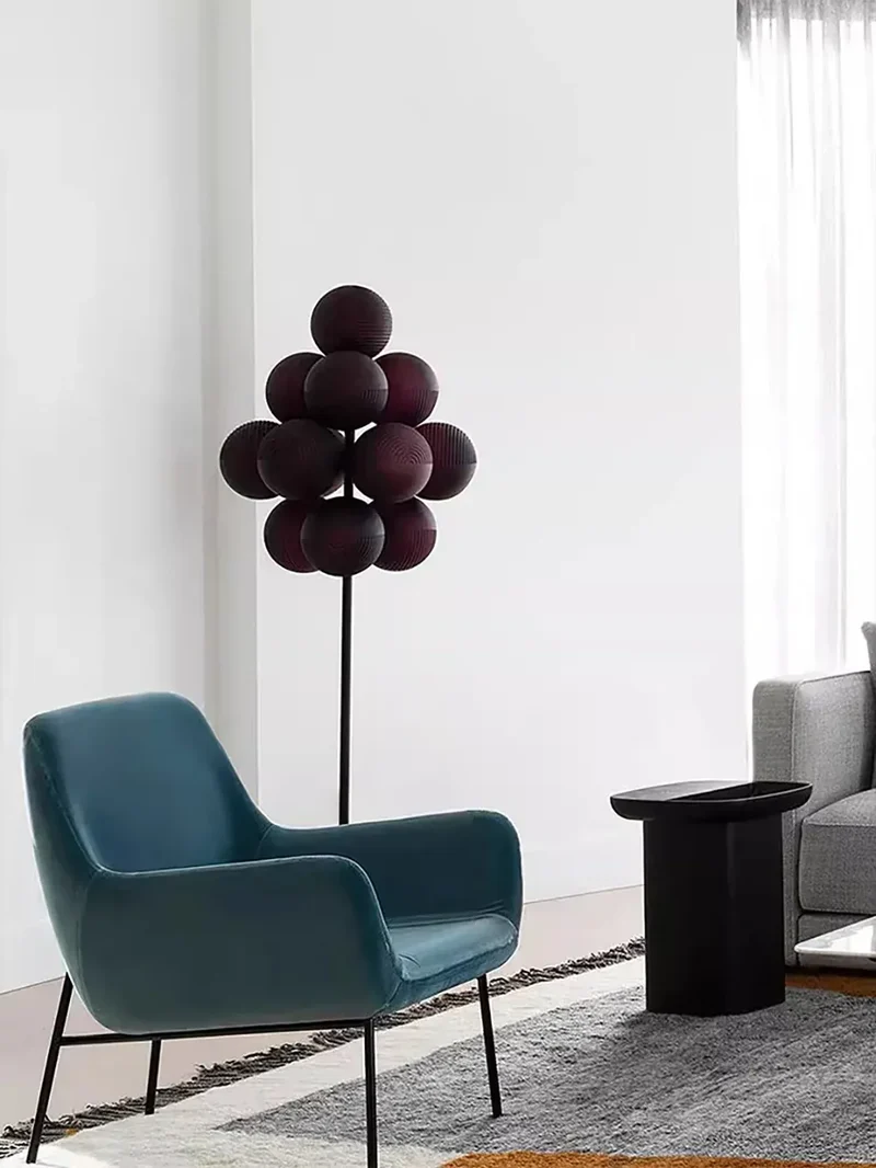Lampadaire Violet en Grappe de Raisins - Style Rétro