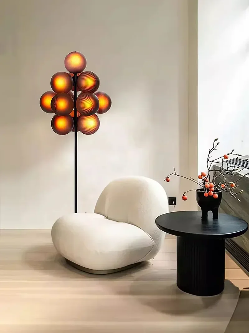 Lampadaire Violet en Grappe de Raisins - Style Rétro