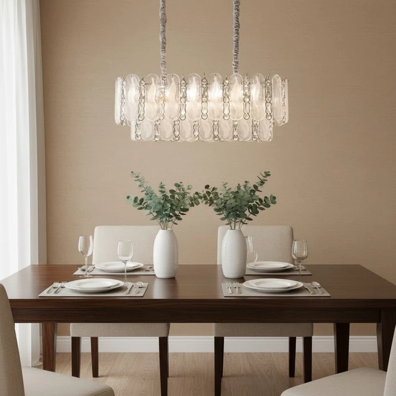Grand Lustre en Verre Blanc Pour Salle