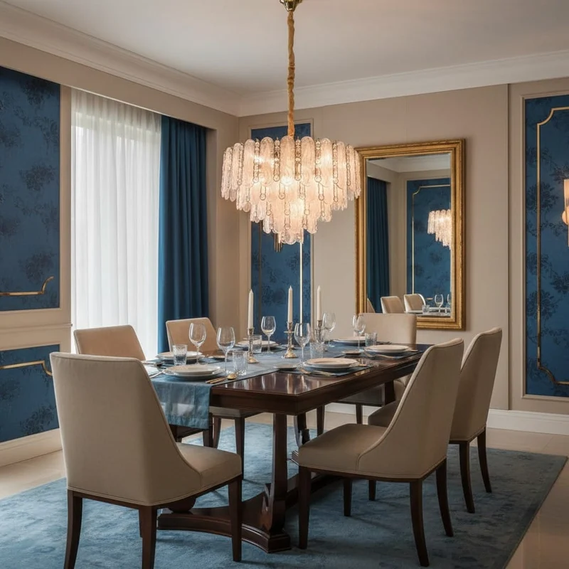 Grand Lustre en Verre Blanc Pour Salle