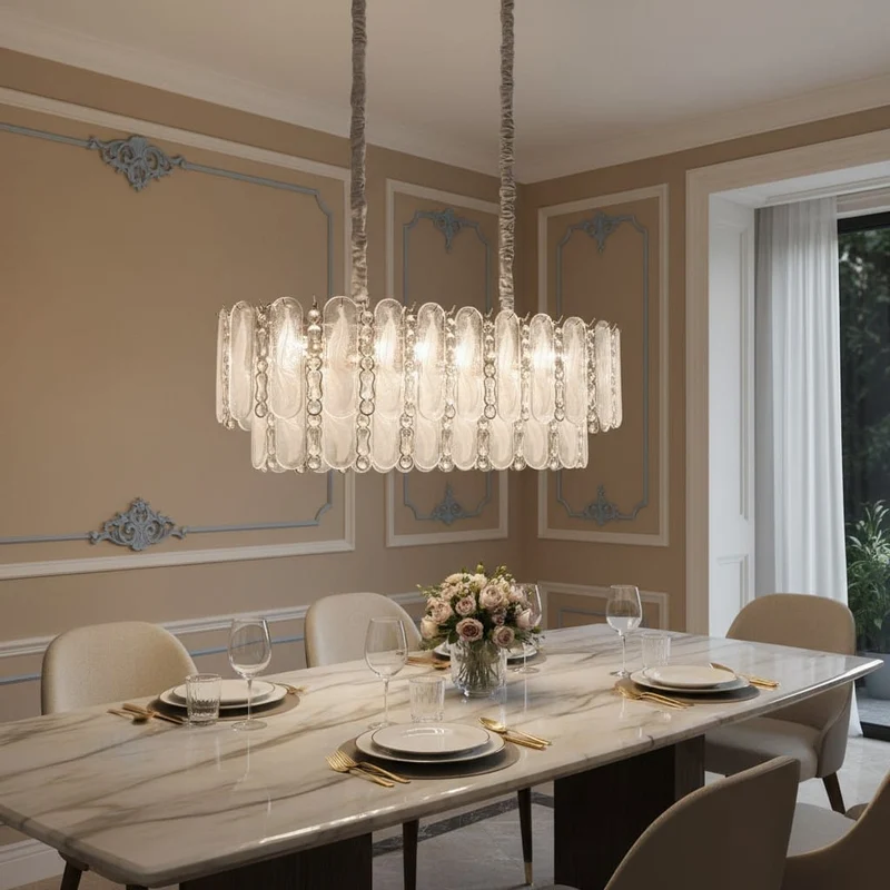 Grand Lustre en Verre Blanc Pour Salle