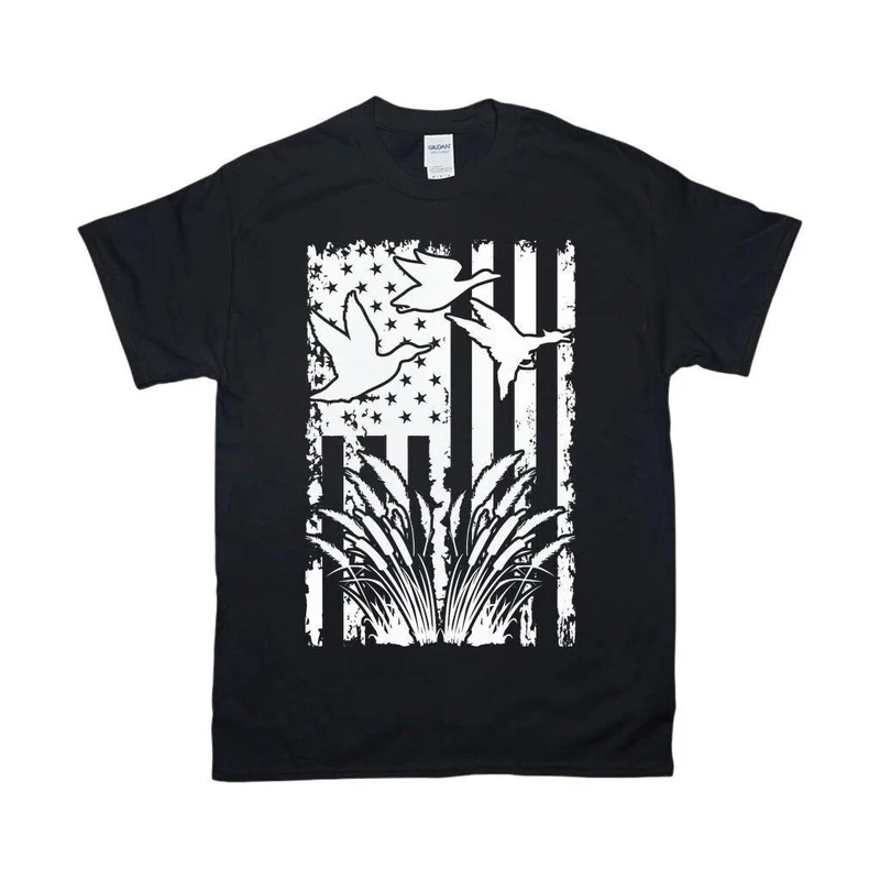 Canard volant, T-shirts drapeau américain, chasse au canard, chasseur de sauvagine volante, T-Shirt camouflage drapeau américain