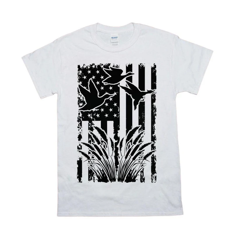 Canard volant, T-shirts drapeau américain, chasse au canard, chasseur de sauvagine volante, T-Shirt camouflage drapeau américain