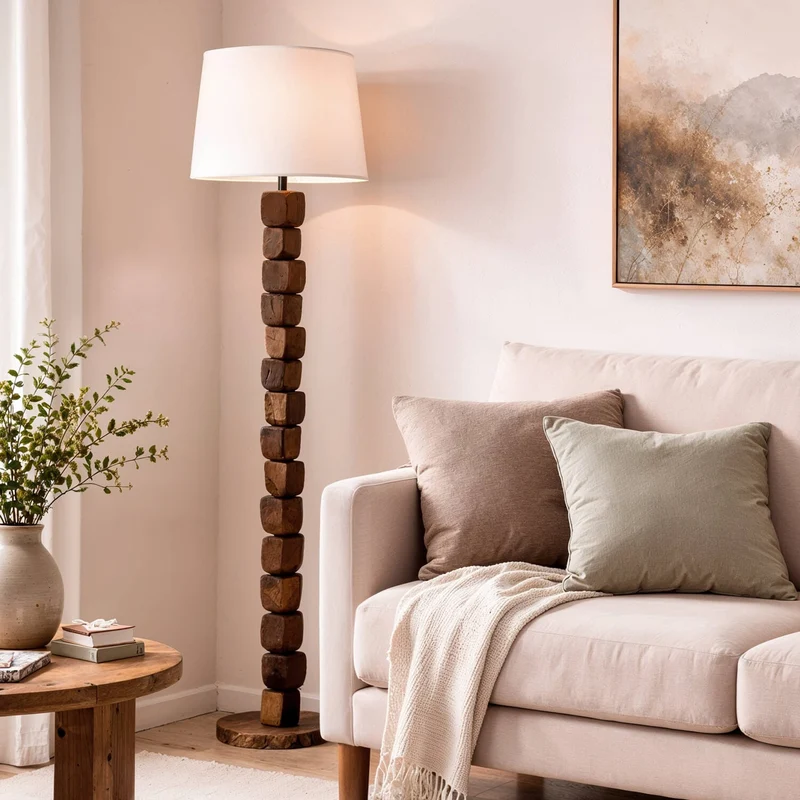 Lampadaire en Bois de Manguier Moderne