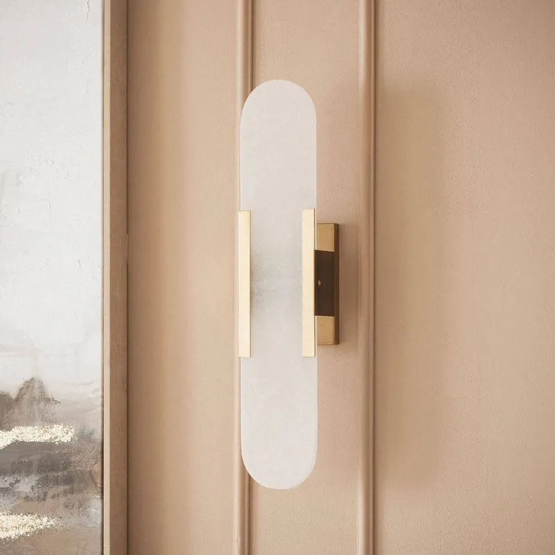 Lampe Murale Moderne Dorée et Verre Blanc