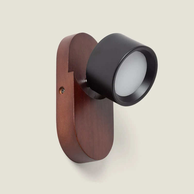 Petit luminaire mural en bois noyer