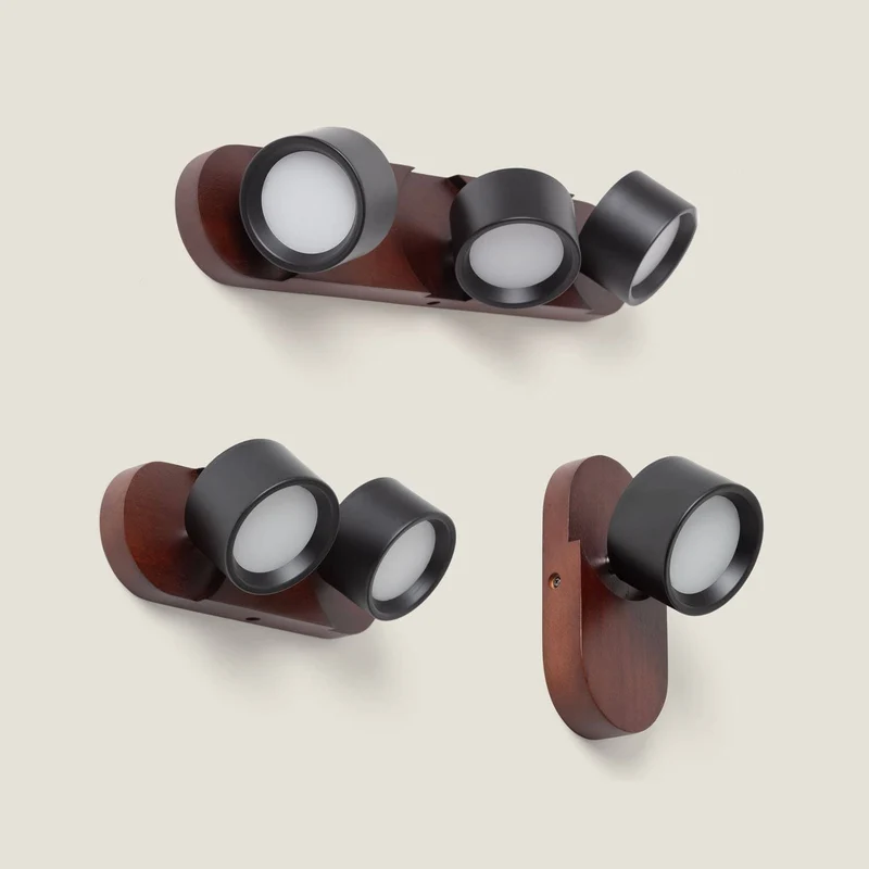 Petit luminaire mural en bois noyer