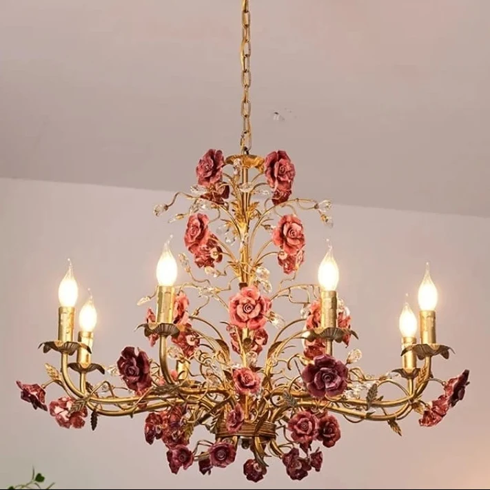 Lustre dore fleurs