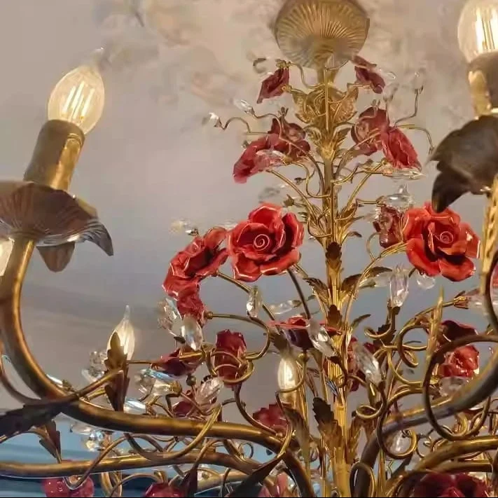 Lustre dore fleurs