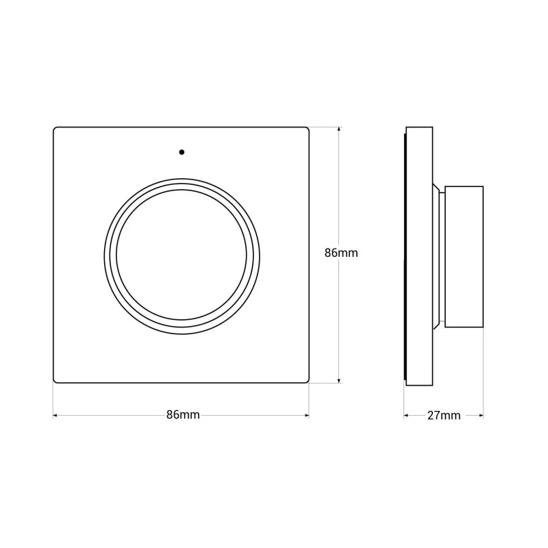 Interrupteur variateur rotatif RF - Monochrome + CCT - Base magnétique - Mi Light - Noir