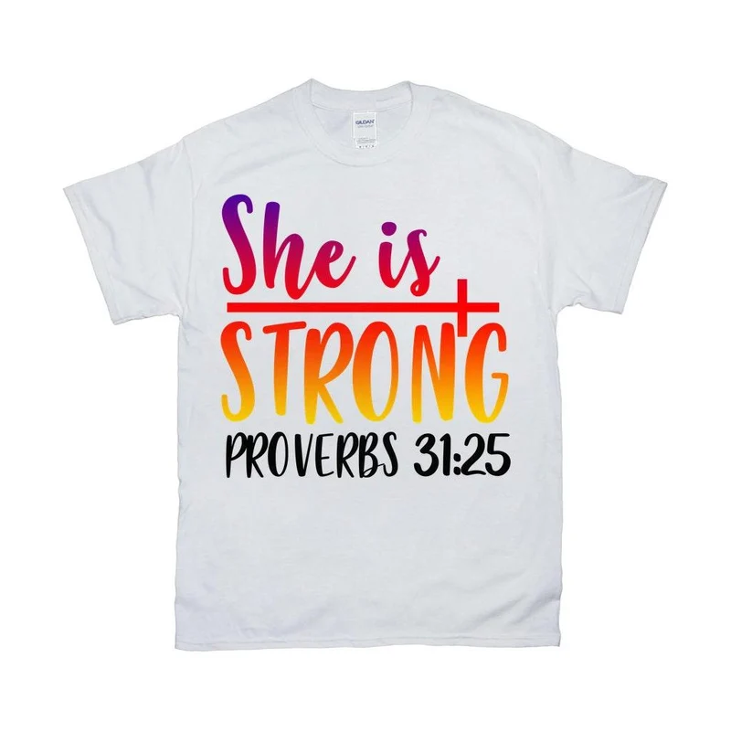 Elle est chemise forte, elle est forte, proverbes, chemises chrétiennes, tee-shirt chrétien, chemise Jésus, chemise des Écritures, Girl Power, femmes fortes