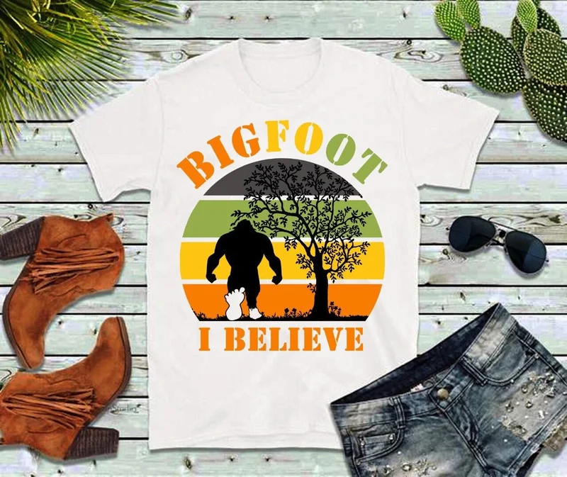 Bigfoot je crois | T-shirts rétro Sunset, Bigfoot, Bigfoot Gift, Bigfoot Believe, Big Foot Believe, Sasquatch, cache-cache, champion du monde