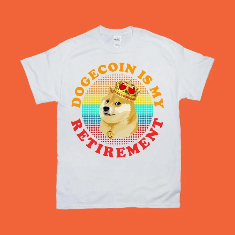 Dogecoin est ma retraite | 7 points de couleurs | Coucher de soleil rétro| Funny Doge Coin Crypto Tee,Memecoin Shiba Inu Dog Crypto-monnaie, Dogecoin To Moon