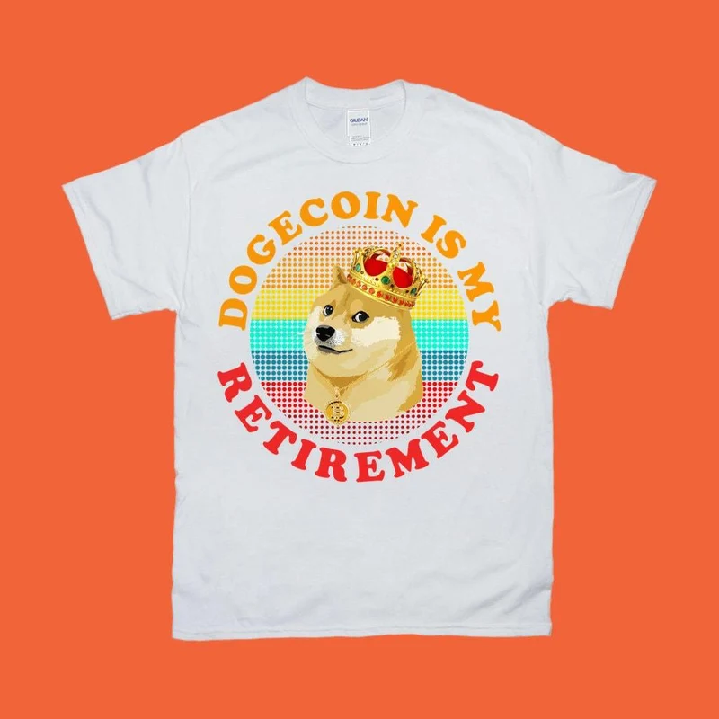Dogecoin est ma retraite | 7 points de couleurs | Coucher de soleil rétro| Funny Doge Coin Crypto Tee,Memecoin Shiba Inu Dog Crypto-monnaie, Dogecoin To Moon