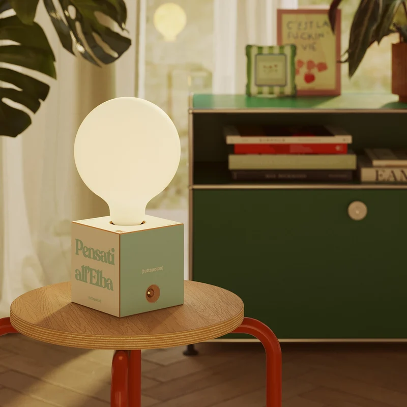 Lampe à batterie Cabless03 « Pensati all’Elba » avec ampoule globe effet porcelaine - Tuttapolpa