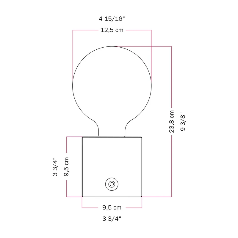 Lampe à batterie Cabless03 « Boia de » avec ampoule globe effet porcelaine - Tuttapolpa